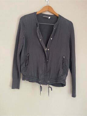 Mint velvet gray silk zip up sweatshirt jacket top size 8